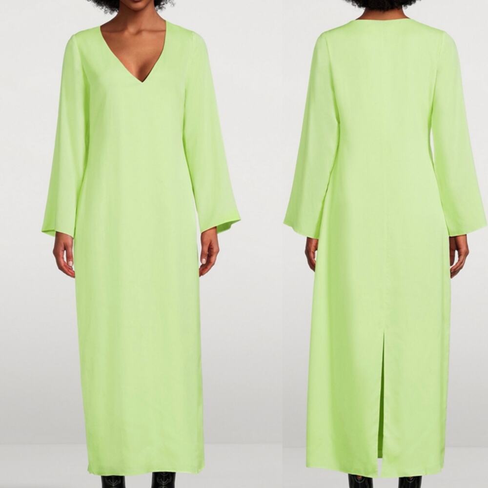 NWT MARA HOFFMAN Naliyah V-Neck Midi Dress in neon green sz 6